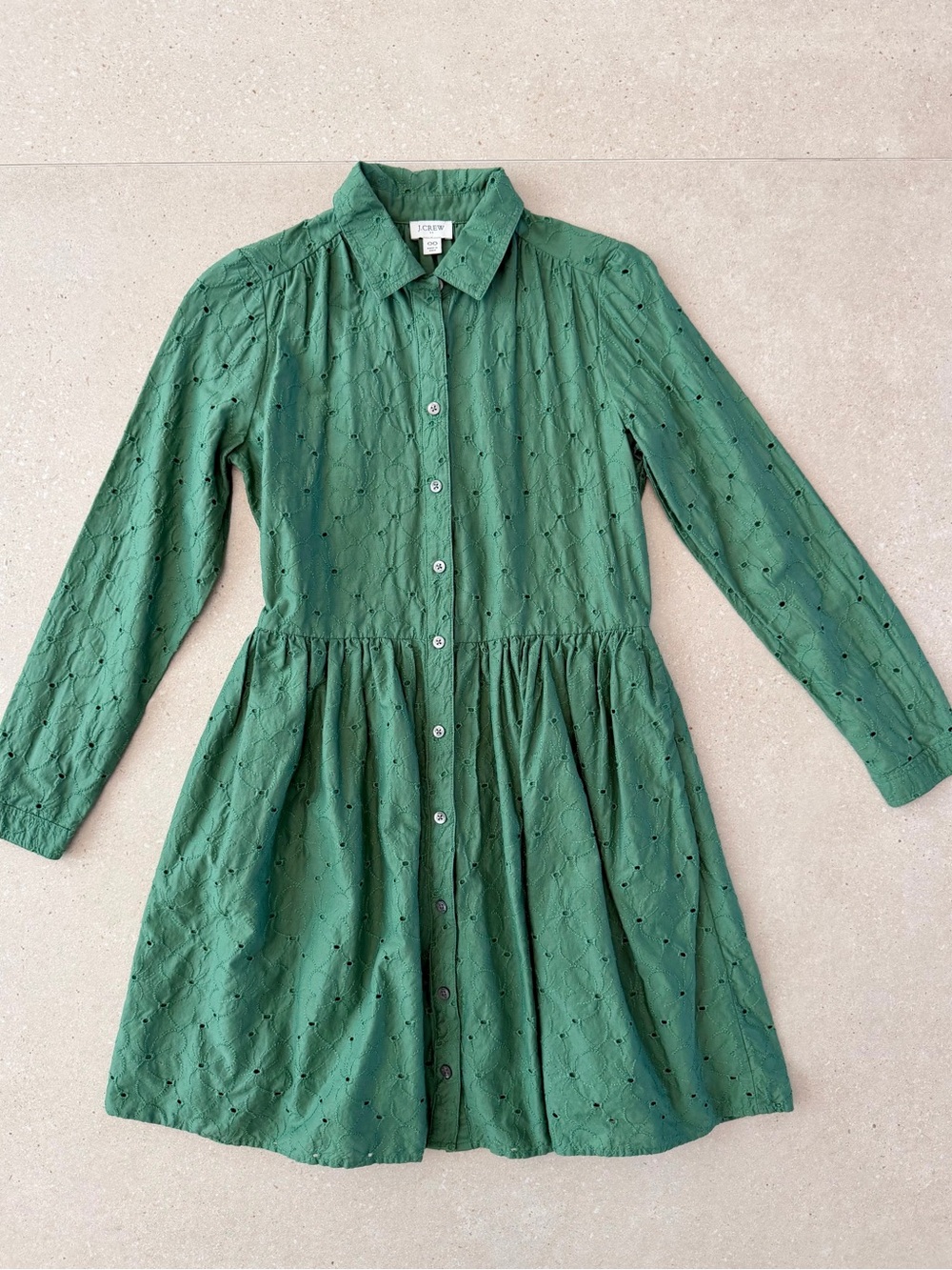 J.Crew Women’s' Green Eyelet Shirt Dress